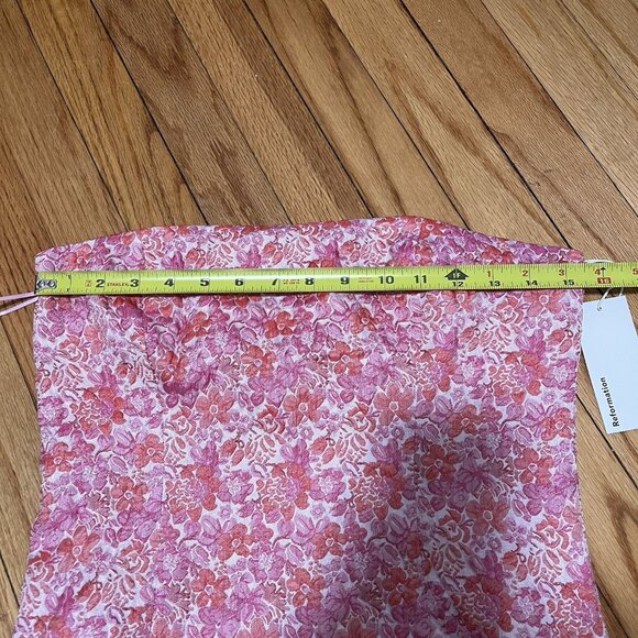 Reformation‎ NWT Giorgia Strapless Top in Pink Floral Blossom Size 10 - Picture 7 of 8
